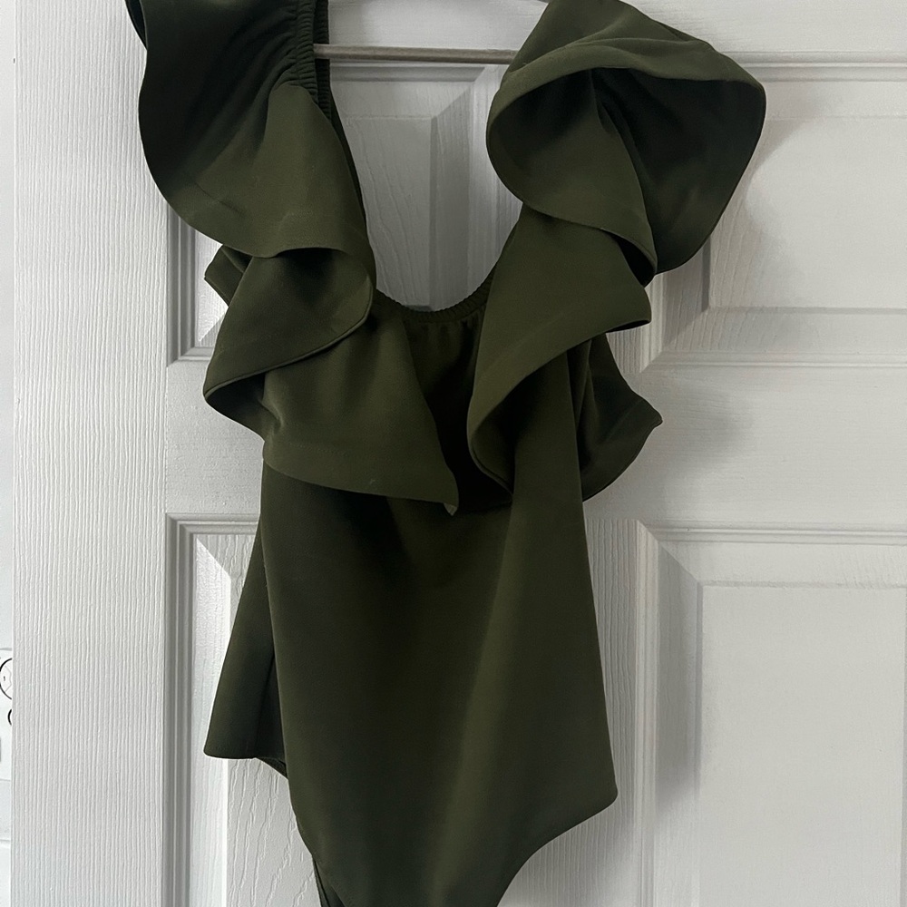 MISA Los Angeles Lyda Bodysuit olive green size s